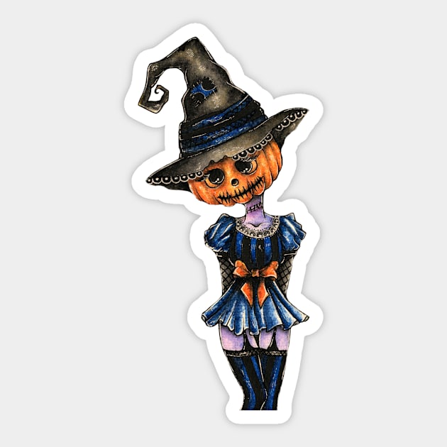 Pumpkin doll Sticker by DrawingsInBloom